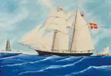 A. de Clerck, Dänischer Toppsegelschoner "London", Gouache