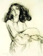Mädchen by Albert Birkle, 1945, Charcoal drawing, sold Oct 2005