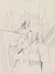 Stadtlandschaft by Walter Dexel, 1920, Pencil drawing, sold Oct 2005