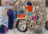 Ida Kerkovius, Komposition mit blauer Figur, Pastel
