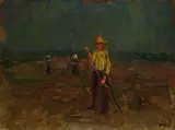Fritz Flinte, Landarbeiter bei Prerow, 1909, Oil on cardboard