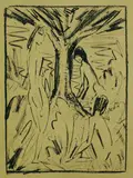 Otto Mueller, Stehendes, sitzendes und badendes Mädchen, 1920, Lithograph
