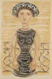 Massimo Campigli, Donna al balcone, 1956, Lithograph in colours