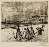 Bernard Buffet, Plage, 1957, Drypoint