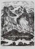 Erich Heckel, Berghang am See (Berge), 1965, Lithograph