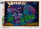 Flucht ins All by Friedensreich Hundertwasser, 1971, Silkscreen in colours, sold Oct 2005