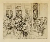 Max Liebermann, Aus dem Judenviertel in Amsterdam: Strassenhandel, 1908, Drypoint