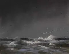 Alfred Bachmann, Sturm über der Nordsee, Pastel