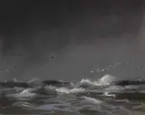 Alfred Bachmann, Sturm über der Nordsee, Pastel