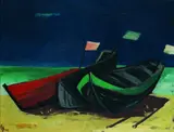 Horst Strempel, Boote am Strand, 1949, Oil on canvas