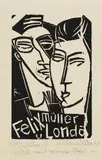 Selbst mit Frau by Conrad Felixmüller, 1918, Woodcut, sold Oct 2005