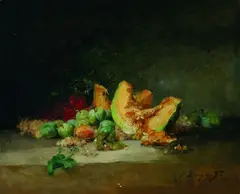Denis Bergeret, Stillleben mit Melone, Oil on canvas