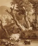 Karel Dujardin, Landschaft mit Kuh und Widder