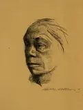Kleines Selbstbildnis nach links by Käthe Kollwitz, 1922, Lithograph, sold Oct 2005