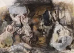 Reinhold Ewald, Figurengruppe, 1948, Oil