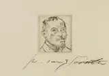 Lovis Corinth, 2 Bll.: Selbstbildnis (Kopf). Zustand A und B, 1916, Etching