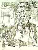 Selbstbildnis mit Statuette by Oskar Kokoschka, 1966, Lithograph, sold Oct 2005