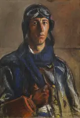 Ludwig Dettmann, Porträt eines Fliegers. "Der Flieger H.D.", 1917, Pastel