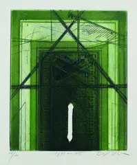 Karl Fred Dahmen, Chiemgaulegende, 1971, Etching in colours