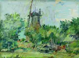 Albert Feser, Windmühle, 1973, Oil on cardboard