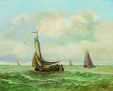 Wilhelm Bartsch, Segler auf See, Oil on fibreboard