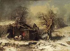 Fritz Lange, Winterliche Landschaft, 1875, Oil on canvas
