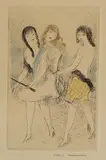 Marie Laurencin, Trois jeunes filles jouant à l'arc, 1926, Etching