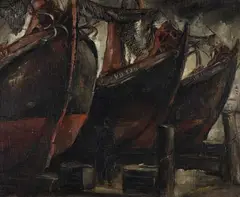 Jos (Josephus) Croin, Fischerboote im Hafen, 1930, Oil on canvas