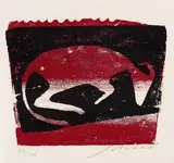 Liegende Kuh nach rechts by Ewald Mataré, 1958, Woodcut in colours, sold Oct 2005