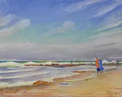 Paul Hoeniger, Am Strand von Westerland, Sylt, 1900, Pastel