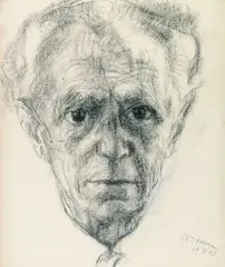 Paul Citroen, Porträt Bruno Adler, 1963, Charcoal drawing