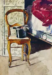 Pierre Roy, Stuhl mit Zylinder, Watercolour