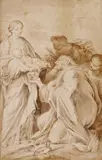 Anbetung der drei Könige by Guiseppe Nicola Nasini, Brush and Indian ink drawing, sold Oct 2005