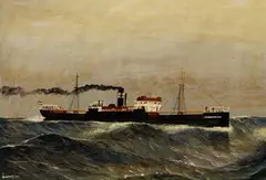 Deutscher Dampfer "Jakobus Fritzen" by Herbert Davis Richter, 1934, Oil on cardboard, sold Oct 2005
