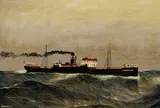 Herbert Davis Richter, Deutscher Dampfer "Jakobus Fritzen", 1934, Oil on cardboard