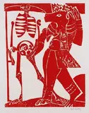 3 Bll.: Tod und Drucker. Die Heidin. Der Bauer by HAP Grieshaber, 1965, Woodcut, sold Oct 2005