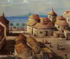 Hans Tombrock, Südlicher Dorfplatz, Pastel