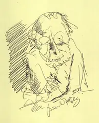 Bernhard Heisig, Selbstporträt, Ball-point drawing
