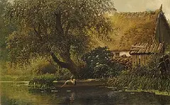Carl Scherres, Landschaft mit Boot, 1867, Oil on canvas