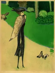 Elégante en Promenade by Jean-Pierre Cassigneul, Lithograph in colours, sold Oct 2005