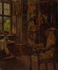 Franz Wallischeck, Interieur, Oil on canvas