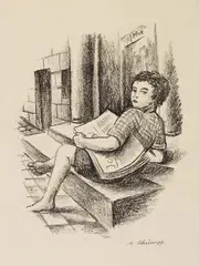 Georg Schrimpf, 2 Bll.: Zeitungsjunge. Zwei Mädchen am Fenster, 1921, Lithograph