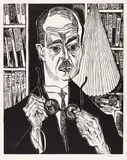 Bildnis Carl Sternheim by Conrad Felixmüller, 1925, Holzschnitt auf Japan, sold Oct 2005