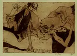 Horst Janssen, Erotische Szene, 1984, Etching