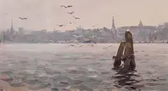 Friedel Anderson, Flensburger Hafen, 1991, Oil on fibreboard