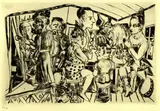 Max Beckmann, Hinter den Kulissen. 1921, Etching