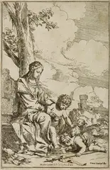 Giulio Carpioni, Die Heilige Familie mit dem Johannesknaben, Engraving