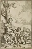 Giulio Carpioni, Die Heilige Familie mit dem Johannesknaben, Engraving