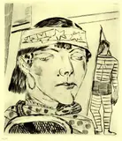 Max Beckmann, Schlangendame. 1921, Drypoint