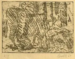 Geteilte Kuh by Georg Baselitz, 1969, Etching, sold Oct 2005